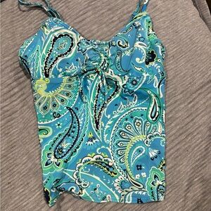 Paisley Print Blue and Green Women's Swim Top